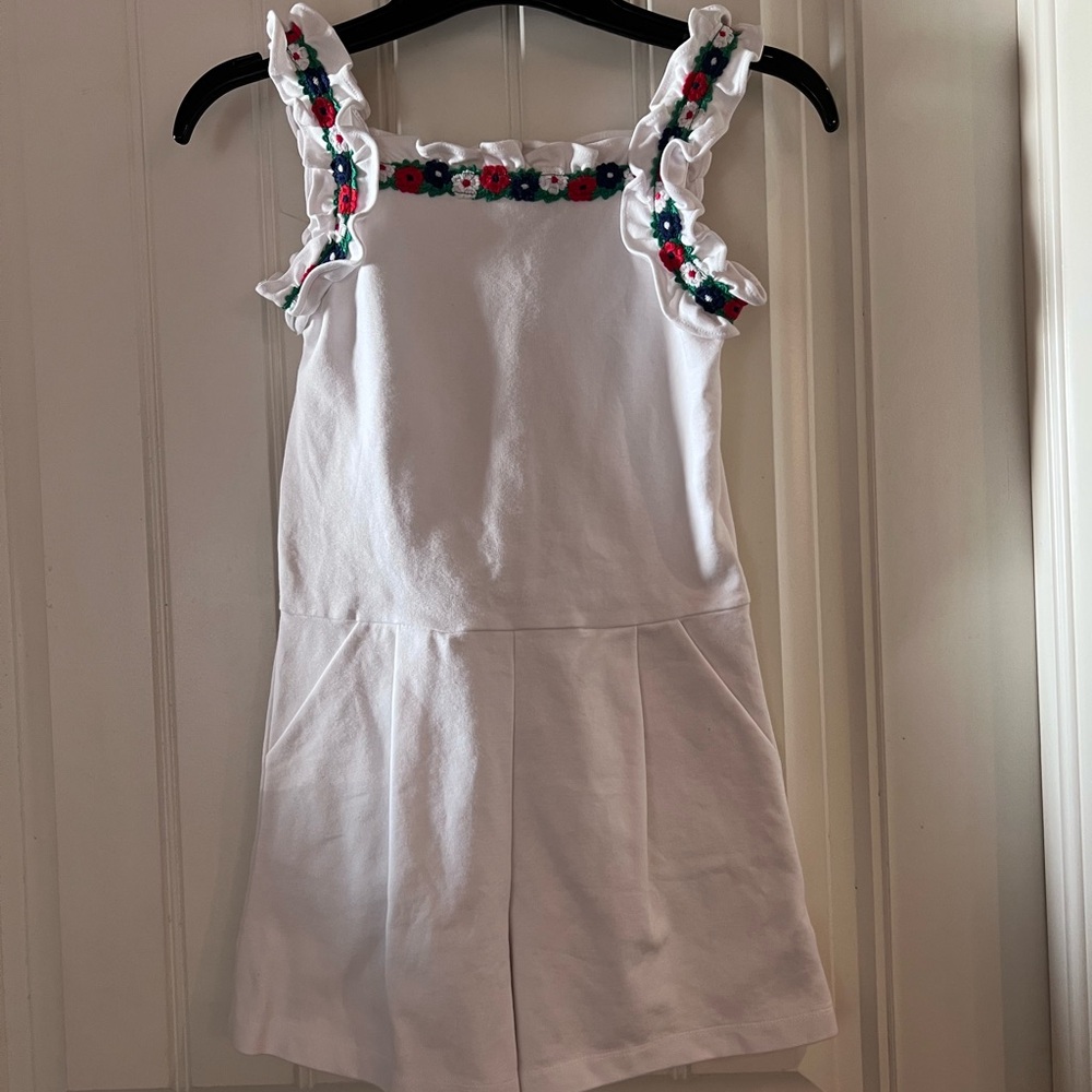 Janie and Jack White Romper with Floral Accents
